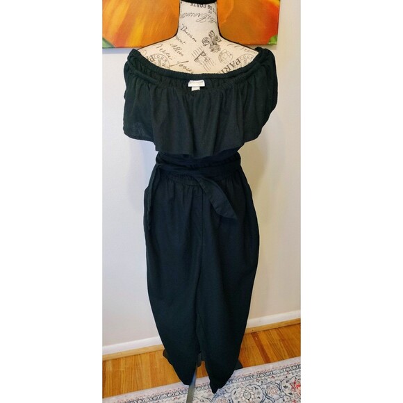 Ava & Viv Pants - NWOT! Ava & Viv Black Linen Blend Off-Shoulder Cropped Jumpsuit. Plus Size X